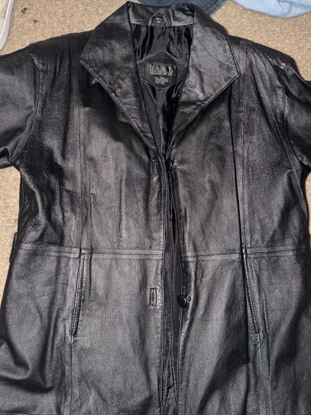 Black Leather Trench Coat - Classic Men's Outerwear
